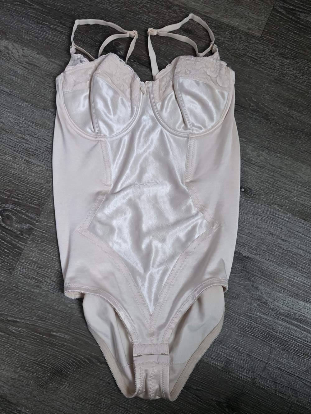 Lilyette Light Pink Satin & Lace Shapewear Bodysuit
